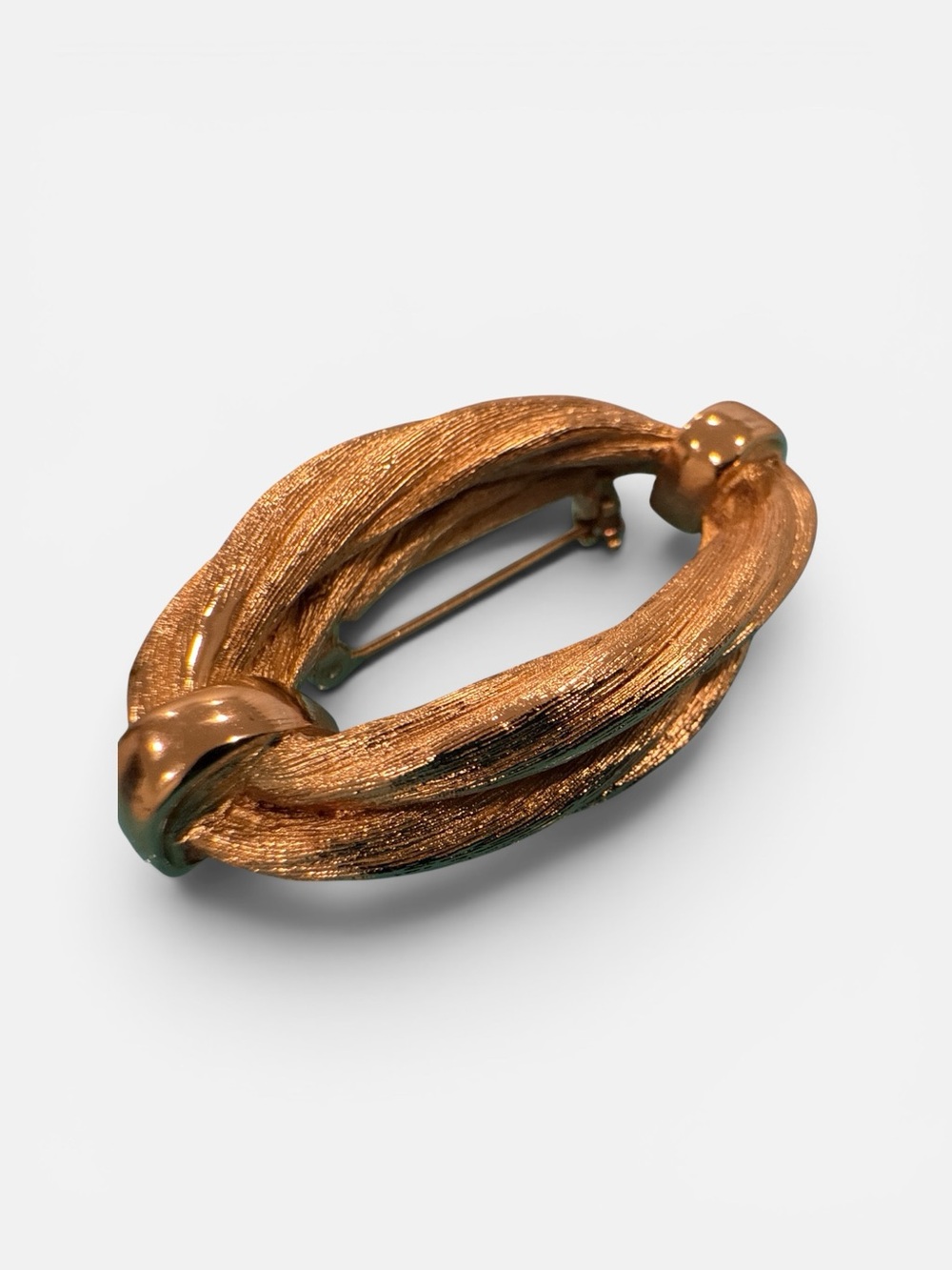 Vintage Christian Dior Germany Gold Twisted Rope Brooch Pin Oval Textured - Picture 5 of 6